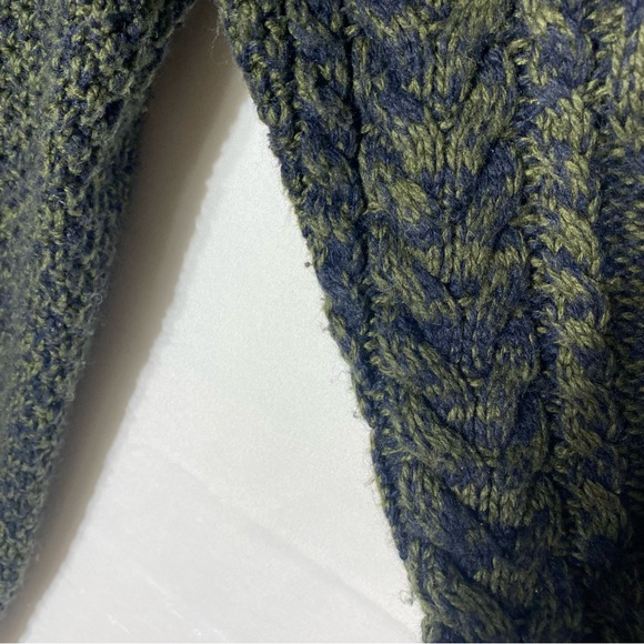 Far West Green & Navy Blue Cable Knit Crew Neck Pullover Sweater L - Picture 10 of 16